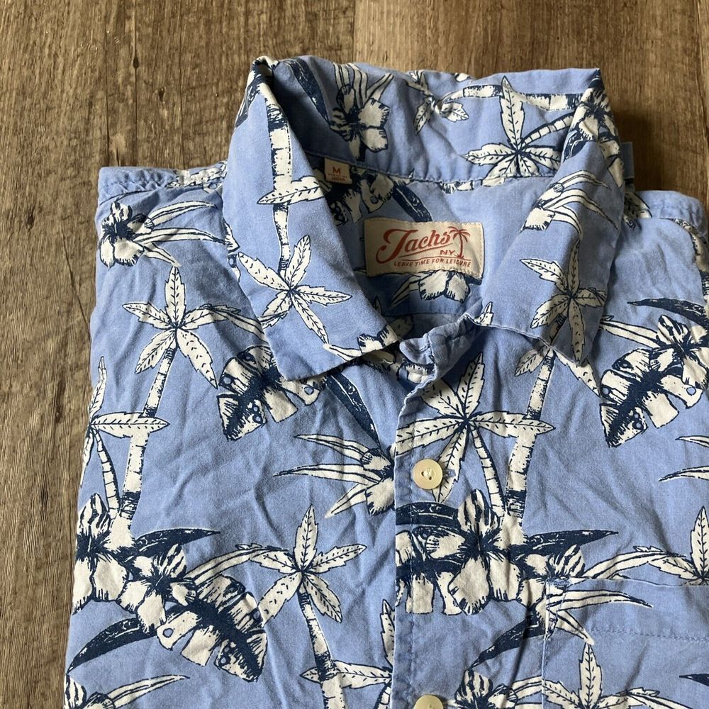 Jachs NY Mens Blue Tropical Palm Tree Floral Button Down Shirt‎ K027-267-RK7 M